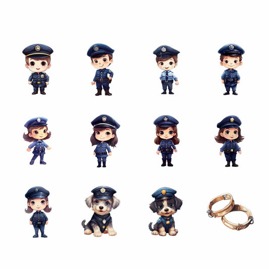 Watercolor Police Clipart