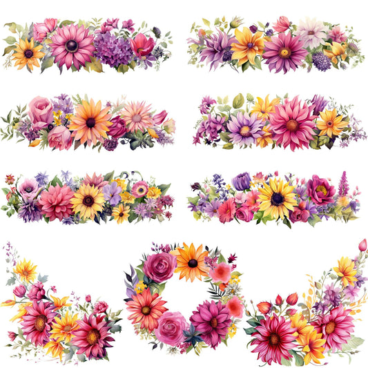 Watercolor Summer floral clipart