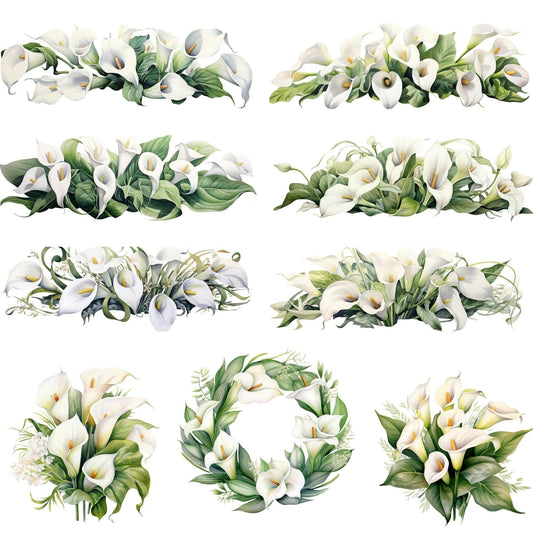 Watercolor White Calla Lily Clipart
