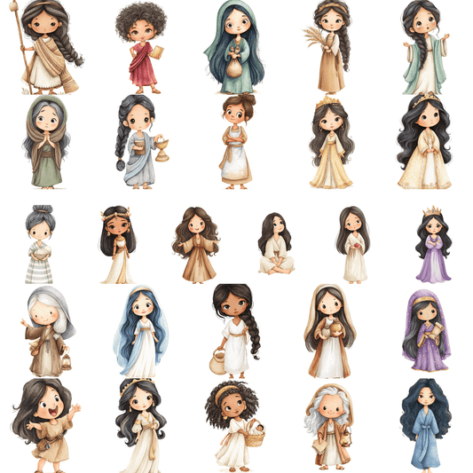 Women of the Bible Clipart Bundle | Christian Women PNG Graphics | Bible Story Commercial Use Clipart
