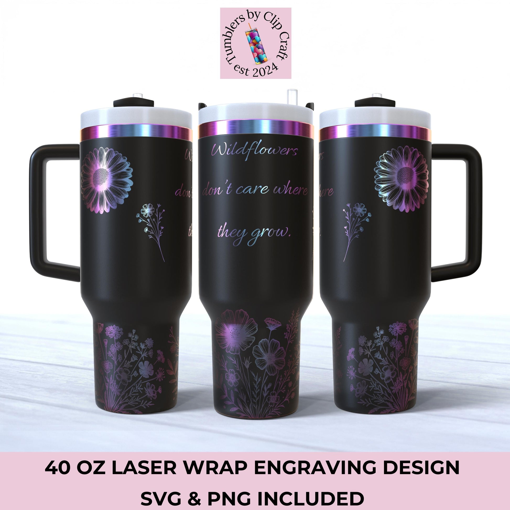 a couple of black coffee mugs sitting next to each other