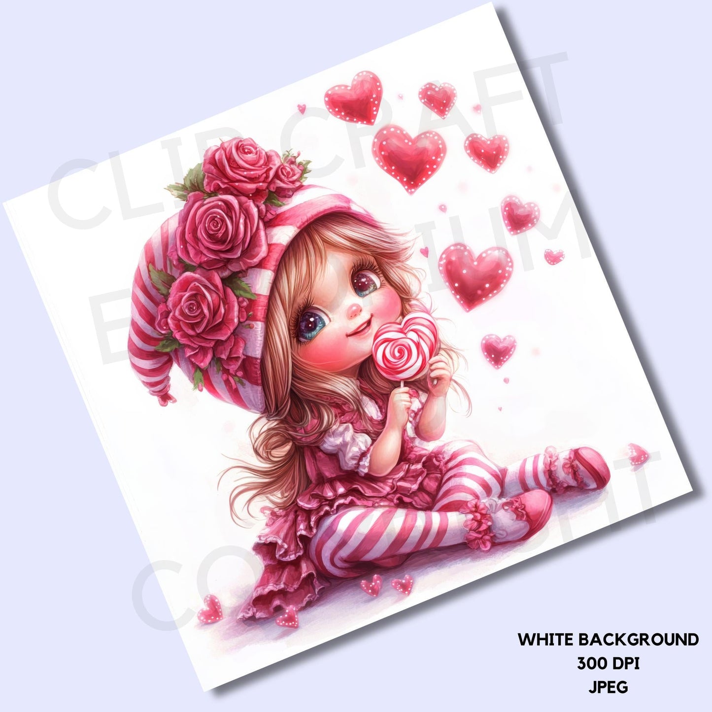 Pink Valentines Gnome Clipart