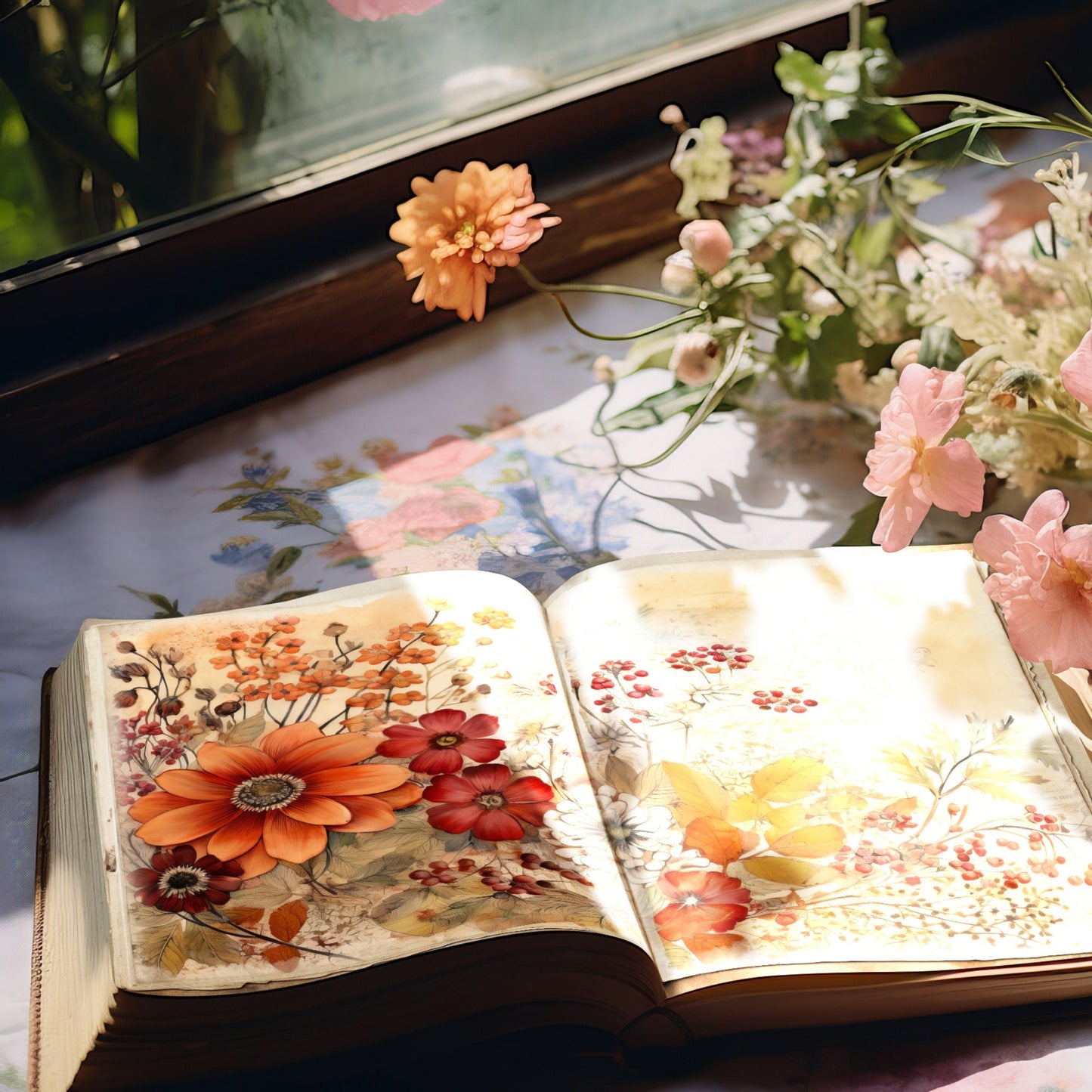 Fall Floral Junk Journal Pages