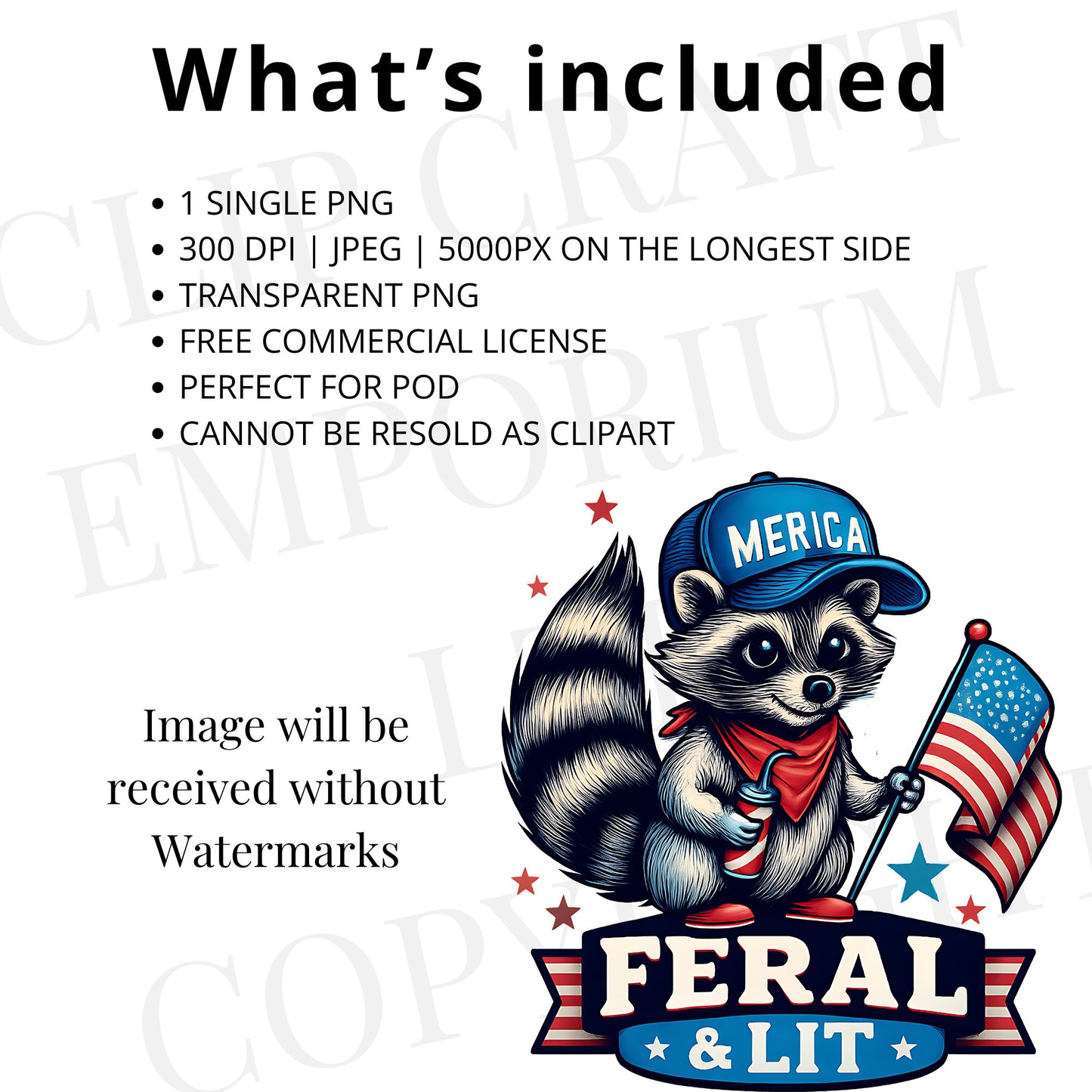 a poster with a raccoon holding an american flag