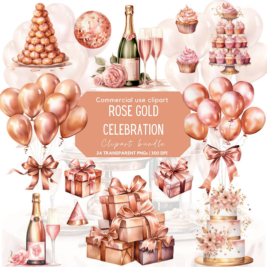 Rose Gold Celebration Clipart