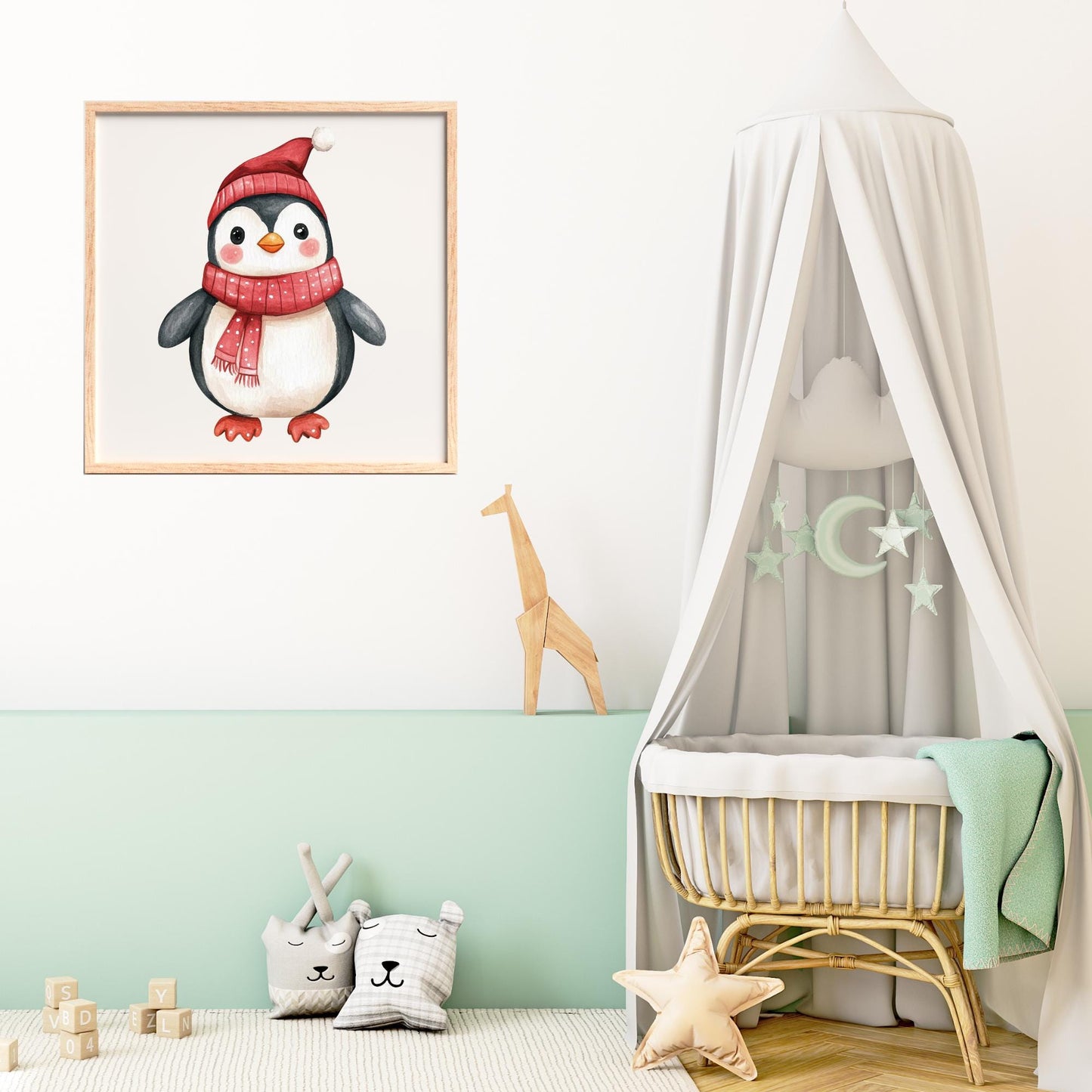 Watercolor Christmas Penguin Clipart