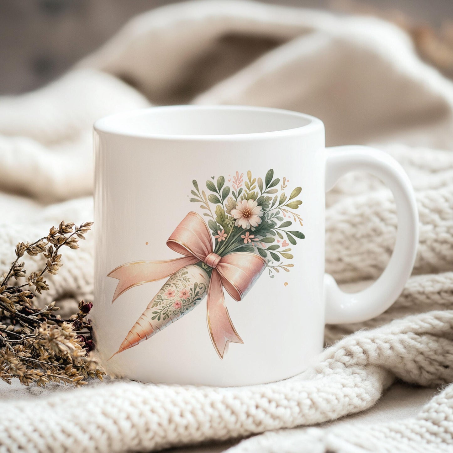 Floral Easter Carrot Coquette PNG