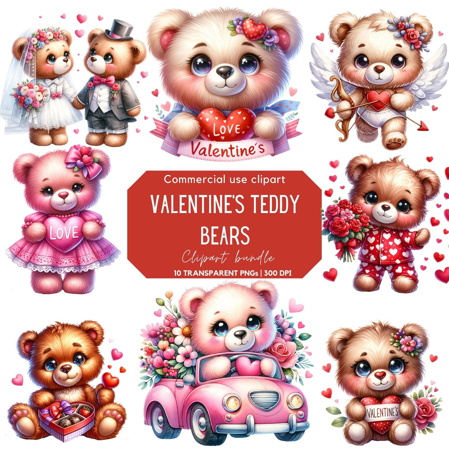 Clipart de osito de peluche de San Valentín