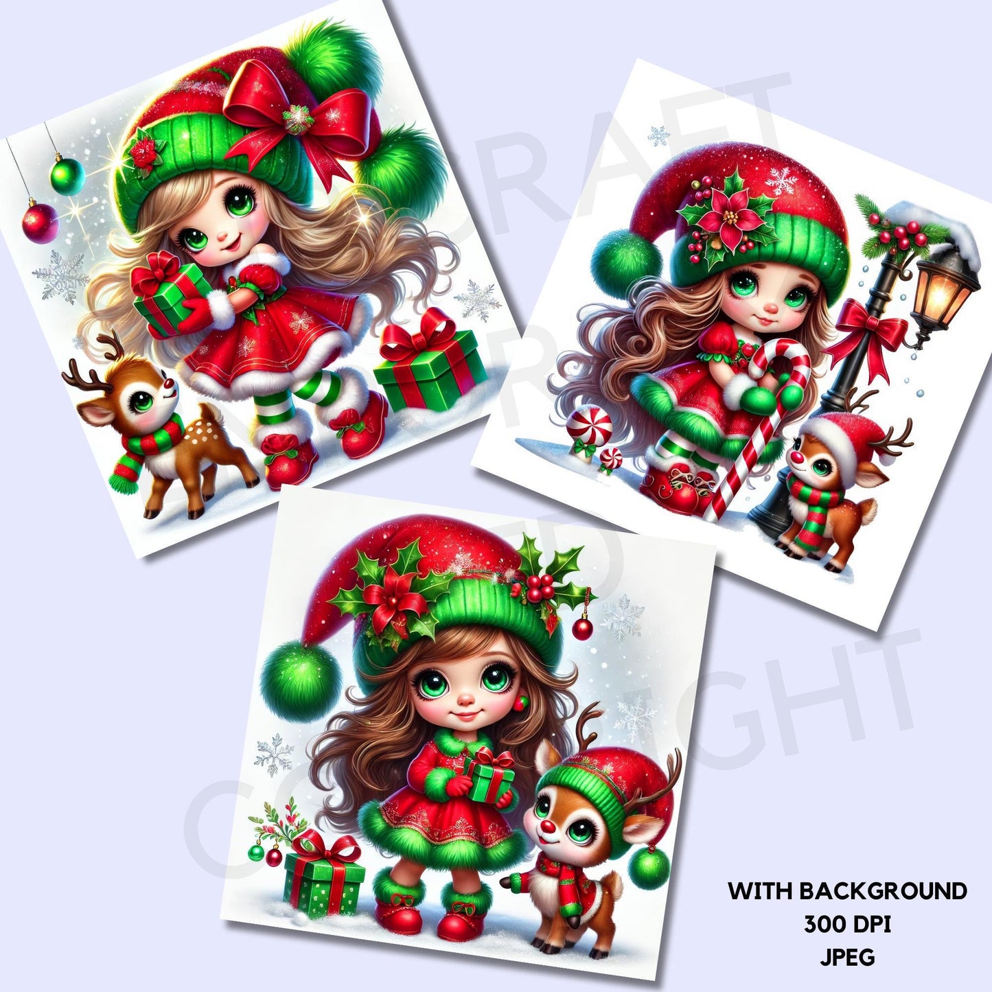15 Christmas Gnome Girl Clipart