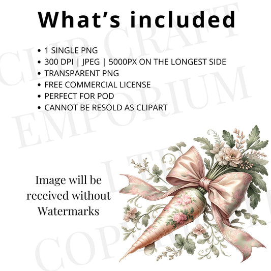 Floral Easter Carrot Coquette PNG