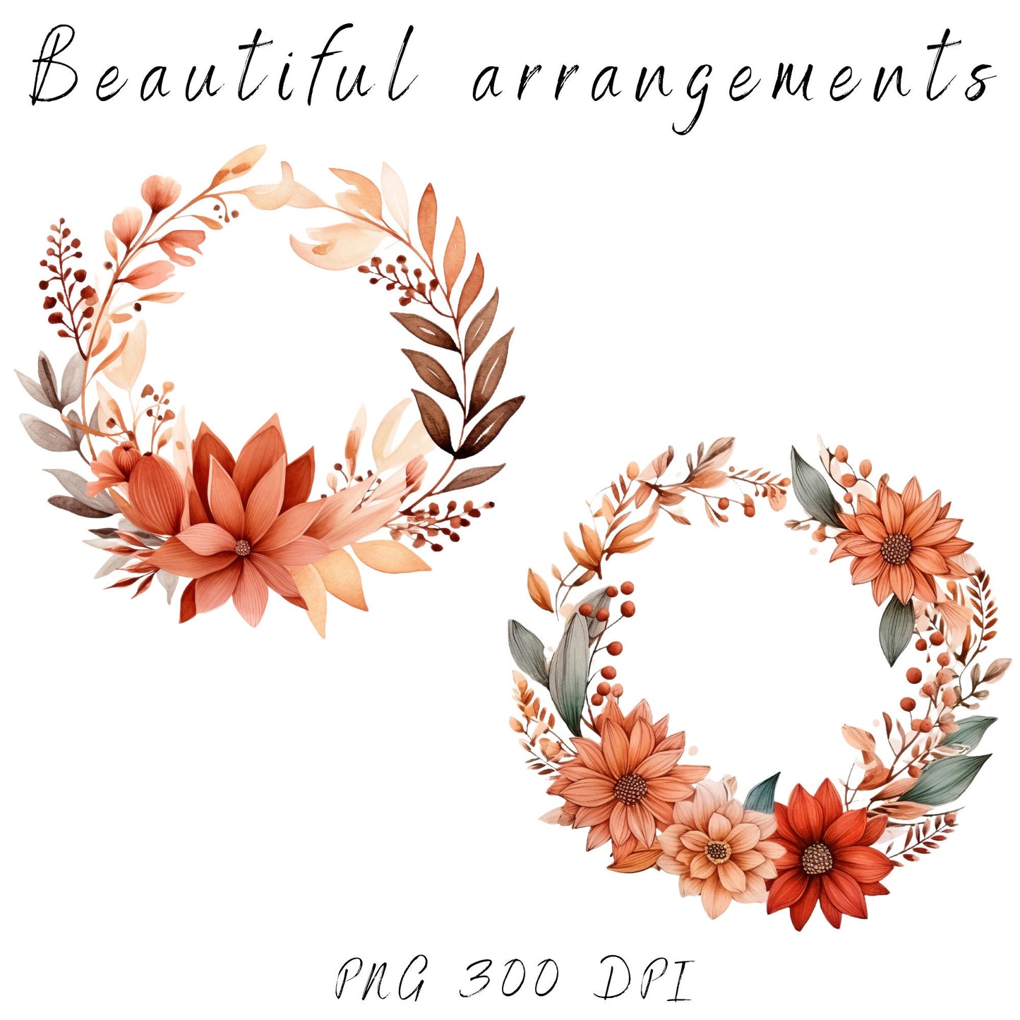 Clipart floral de terracota