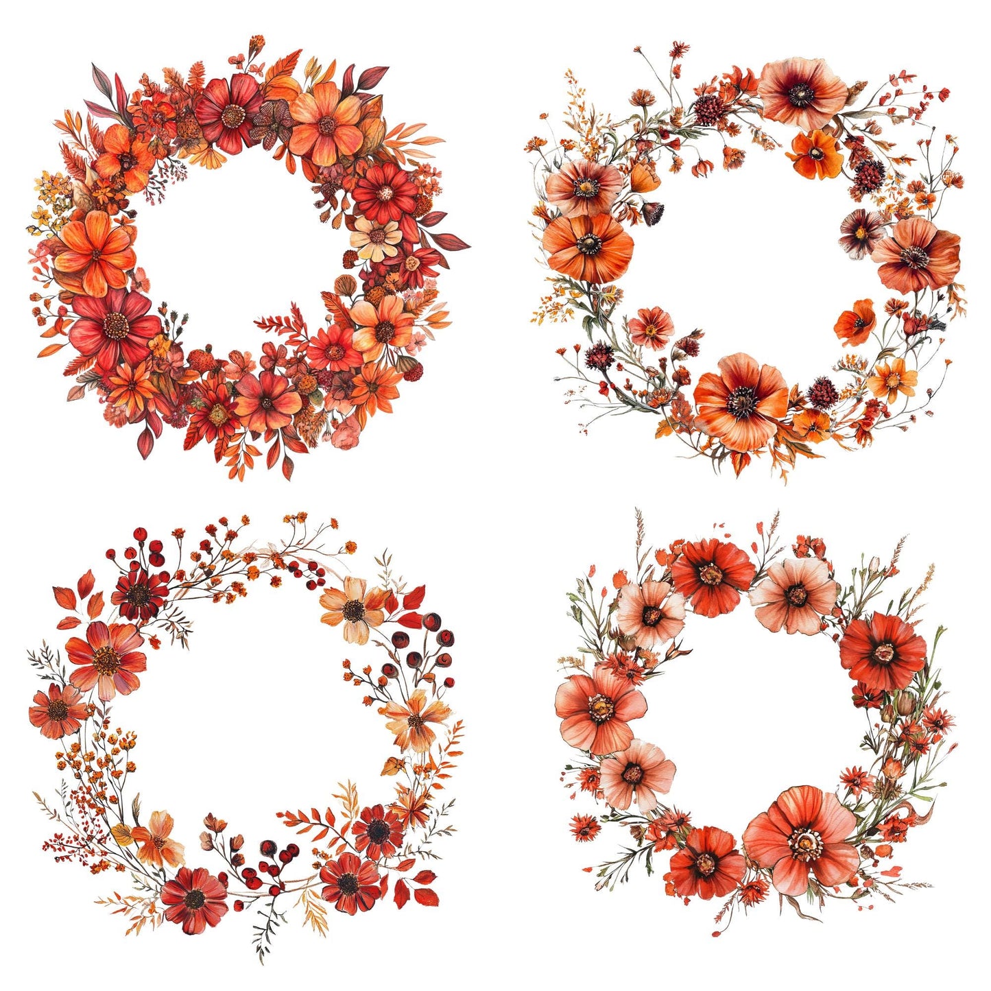 Watercolor Fall Wild Flowers Clipart
