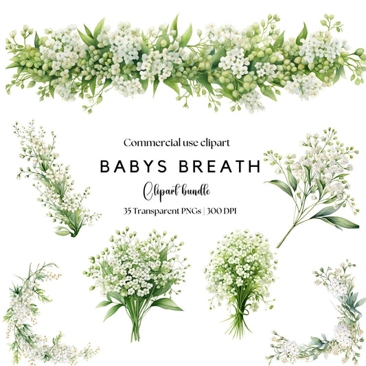 Clipart floral de aliento de bebé en acuarela