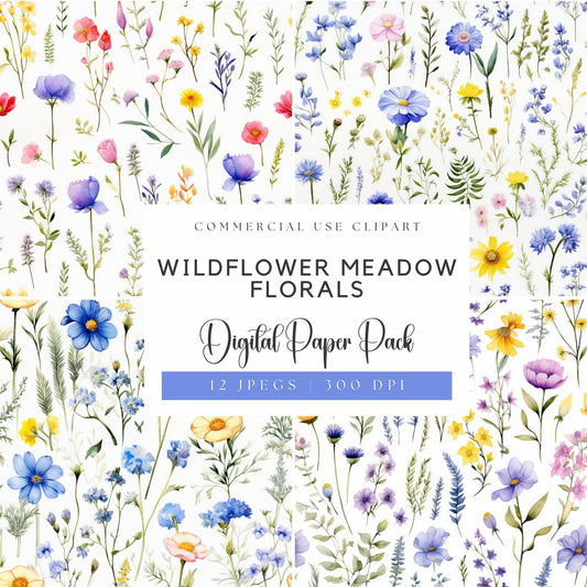 Wildflower Meadow Digital Papers | Seamless Floral Patterns