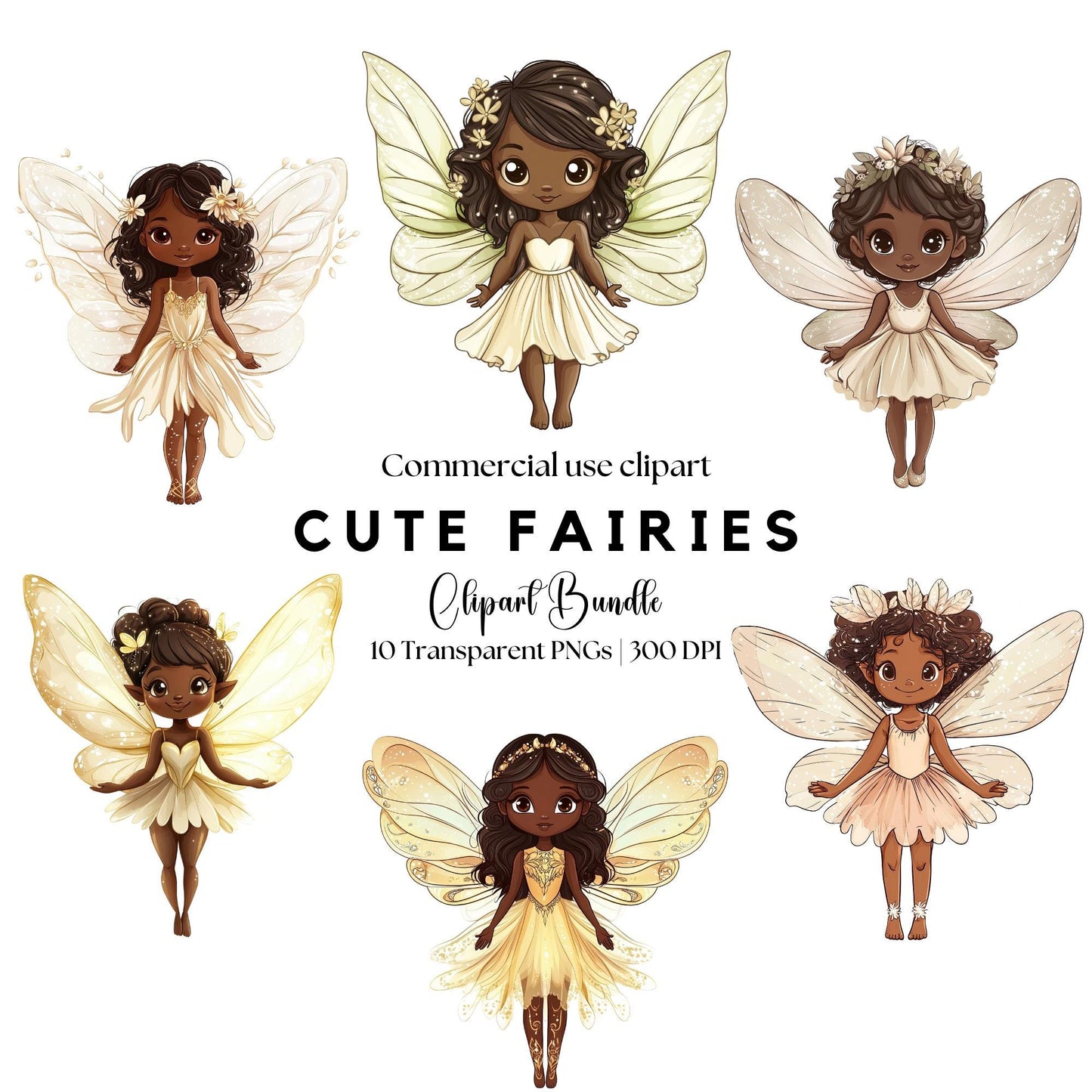 Cute Dark Skin Fairy Clipart