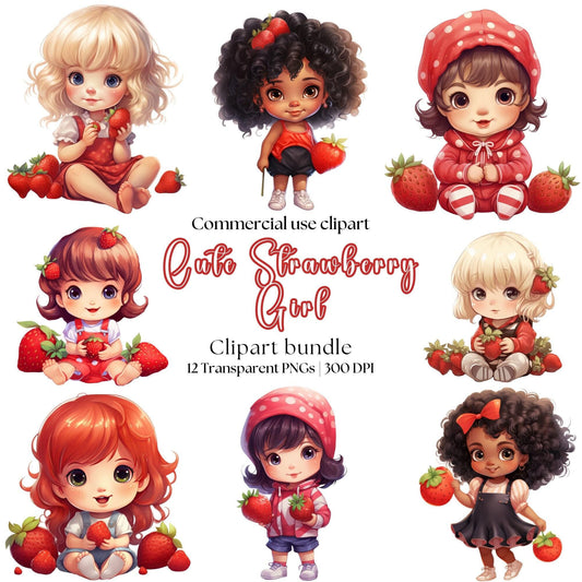 Cute Strawberry baby girl clipart
