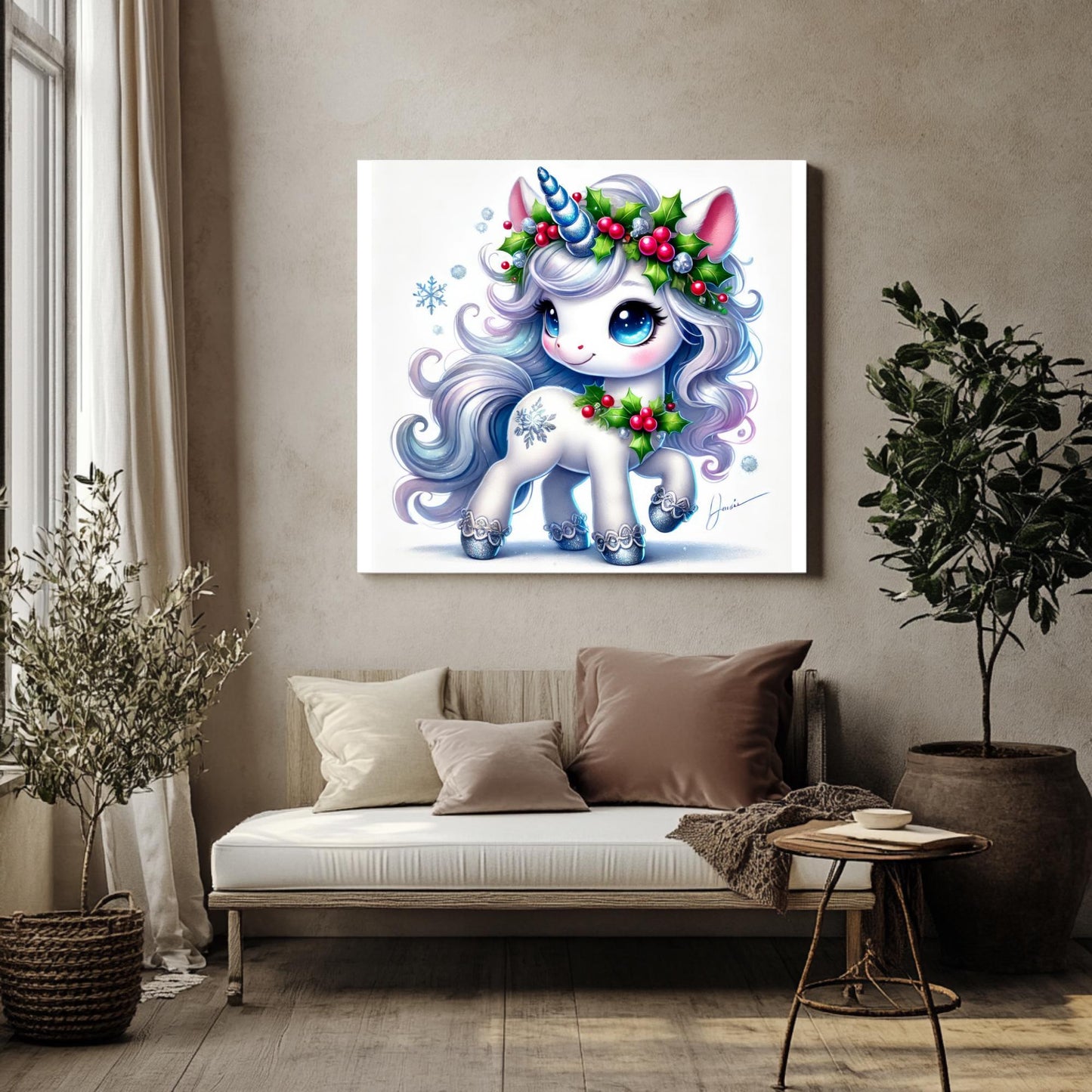 15 imágenes prediseñadas de unicornio navideño