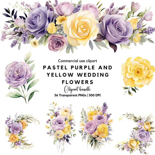 Pastel Purple and Yellow Wedding Flowers Clipart