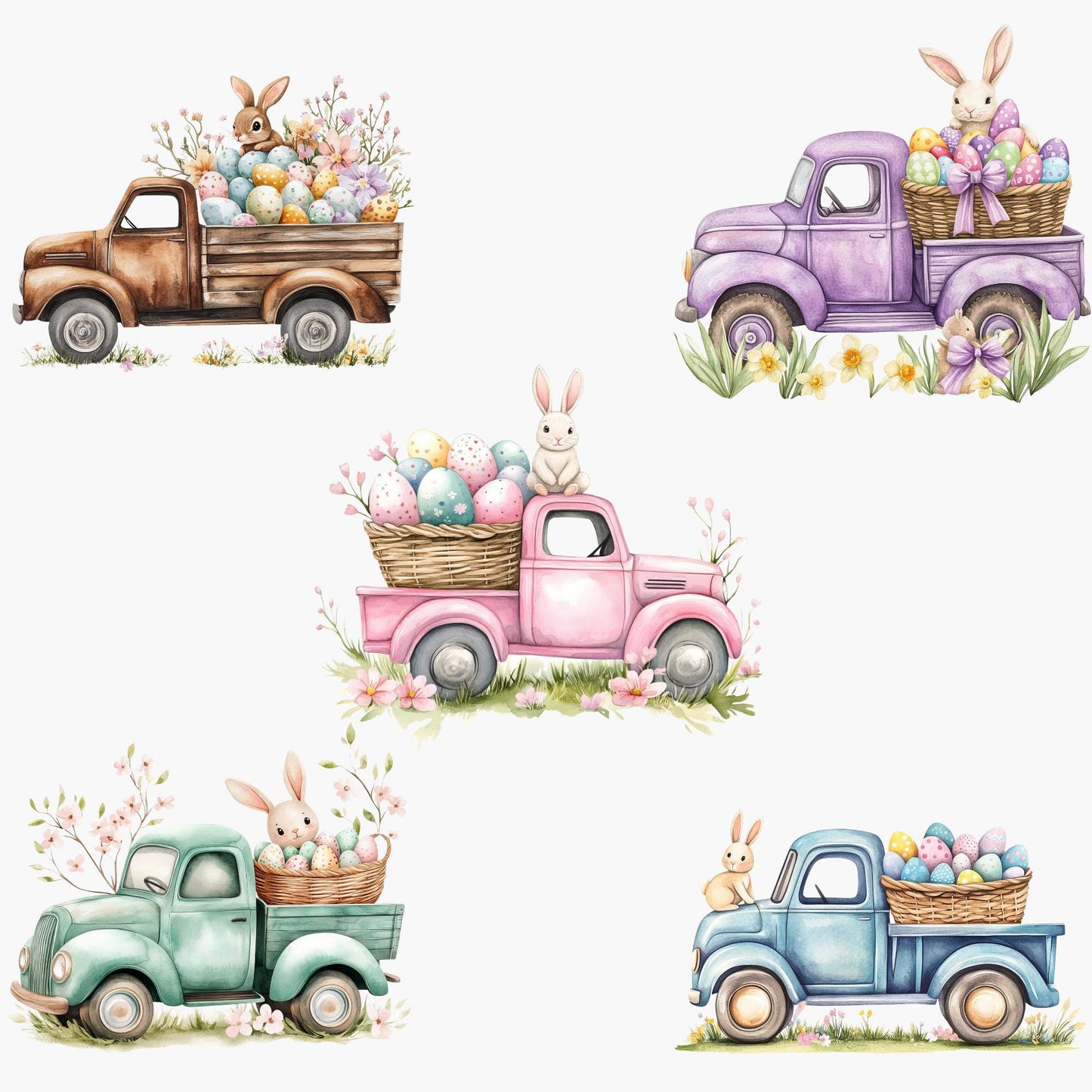 Clipart de camiones de conejito de Pascua