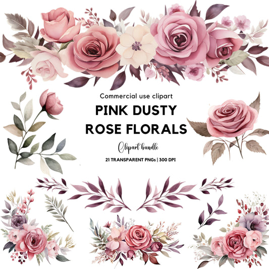 Clipart de rosa polvorienta rosa