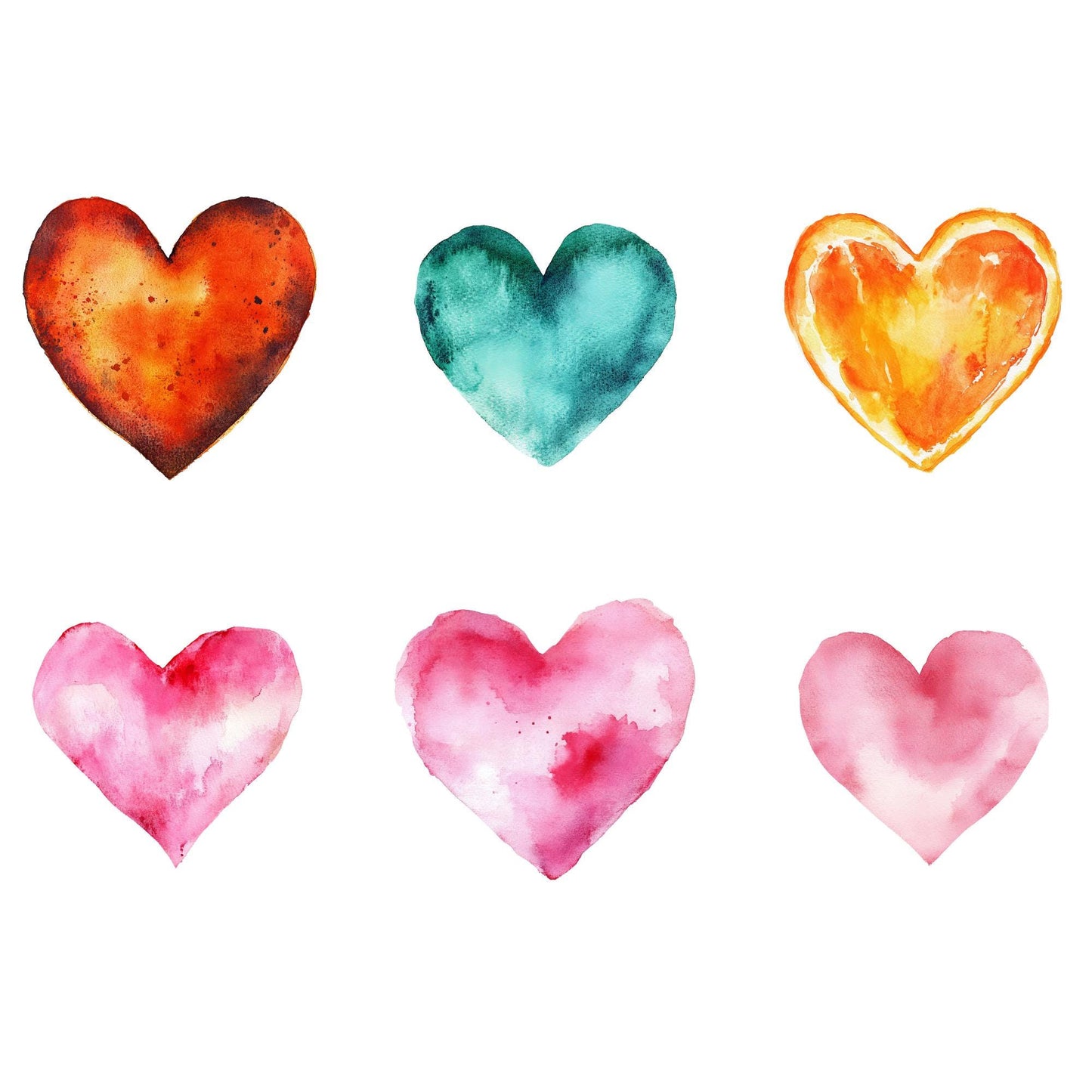 Watercolor Rustic Hearts Clipart