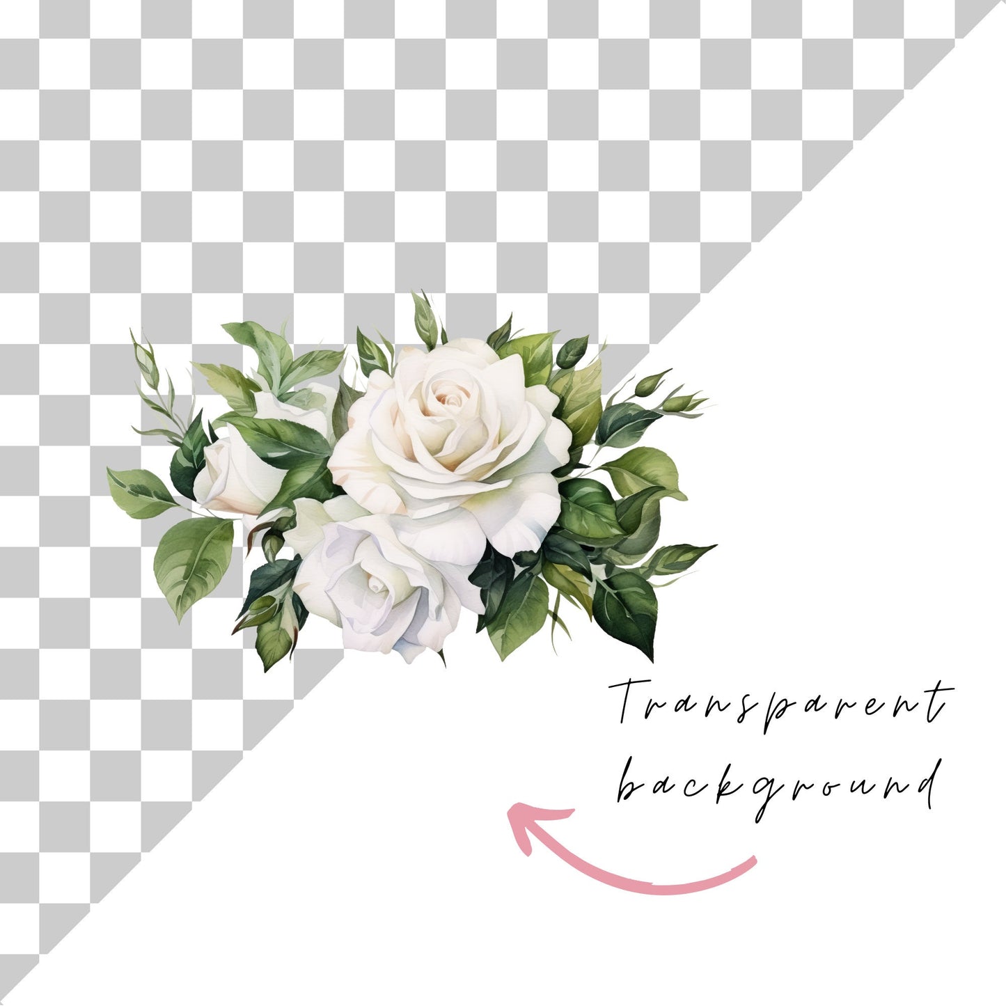 Clipart de rosa blanca y vegetación