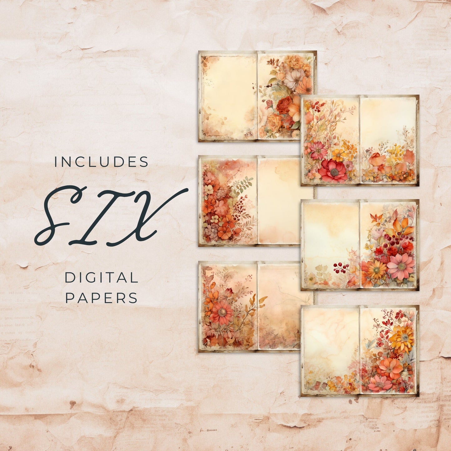 Fall Floral Junk Journal Pages Vol3