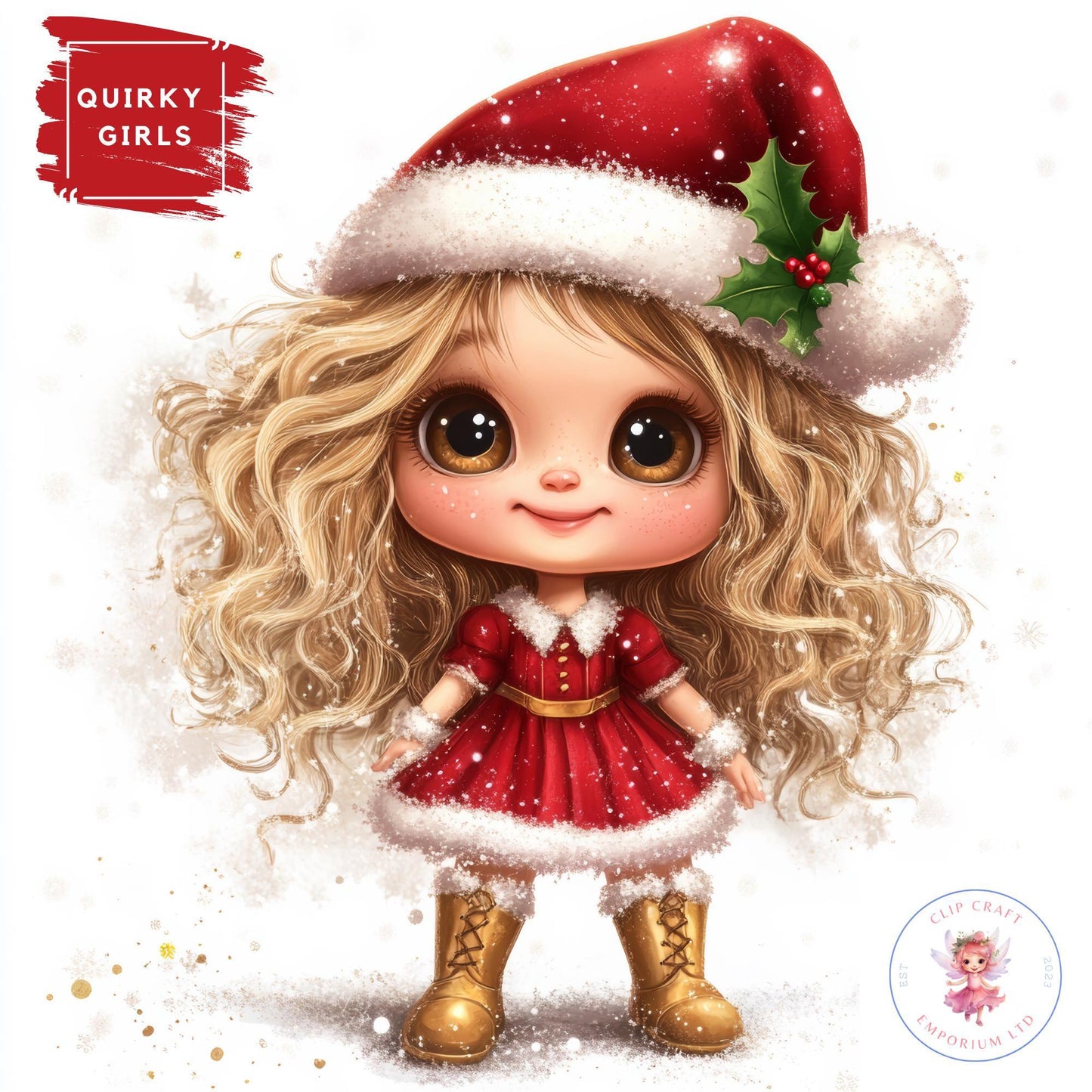 15 Quirky Girl Christmas Clipart