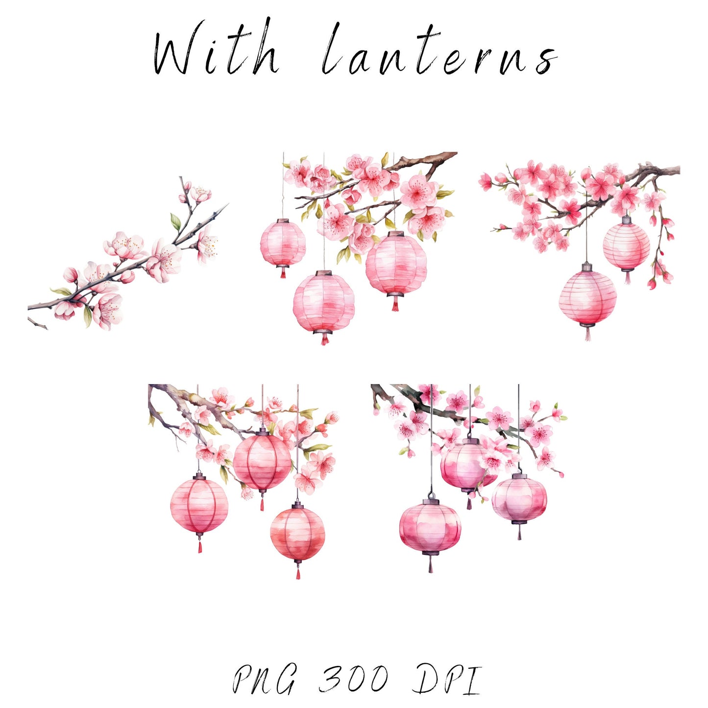 Watercolor Cherry Blossom tree clipart