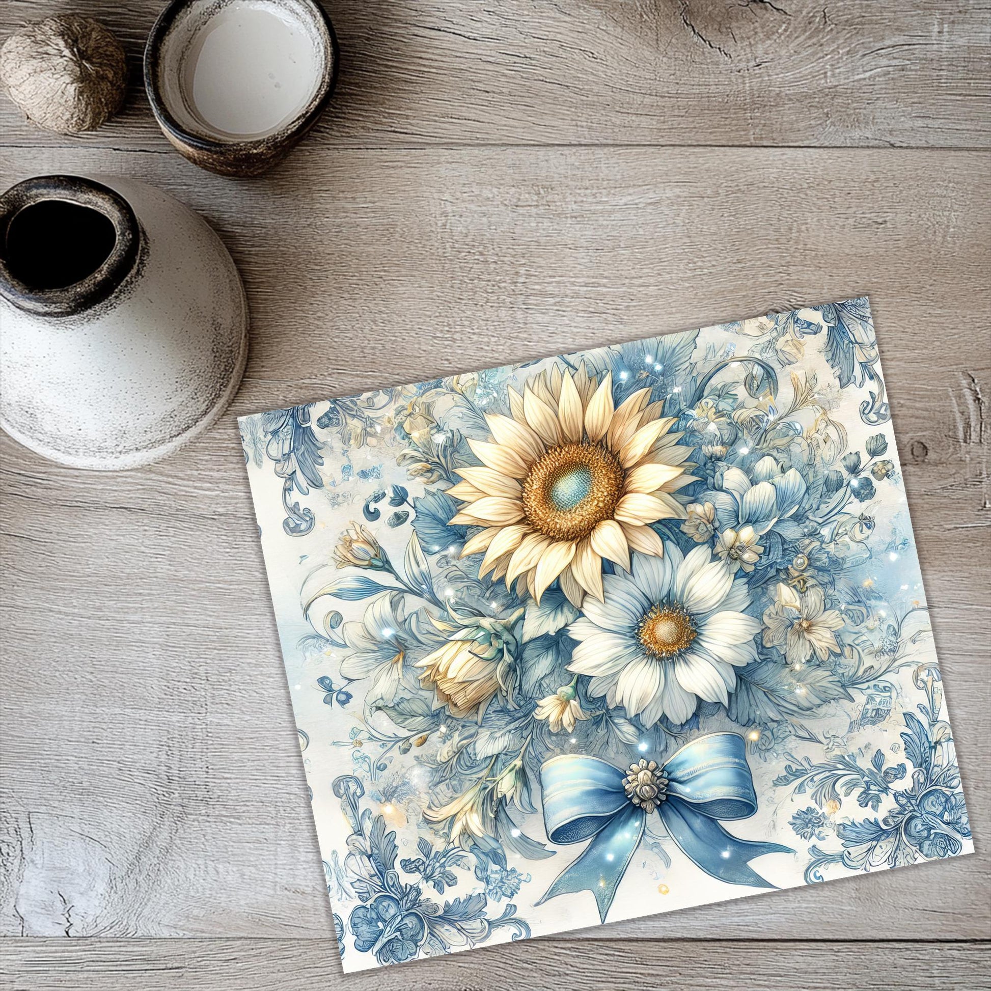 a painting of a bouquet of flowers on a table