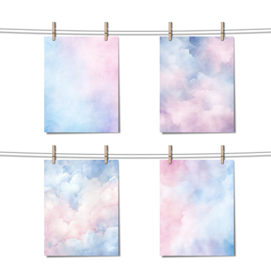 Blue & Pink Watercolor Digital Papers