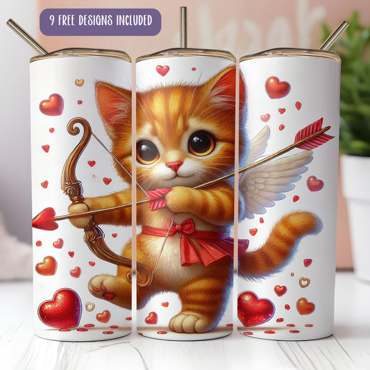 a picture of a cat with a bow and arrow