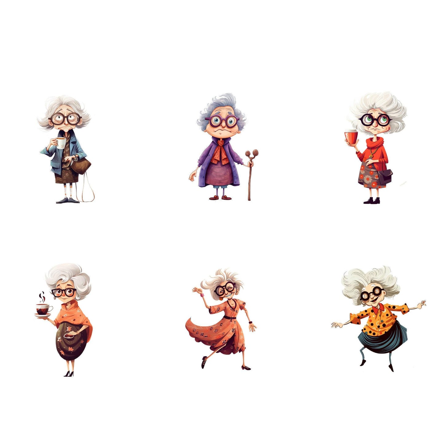 Quirky Old Ladies Clipart