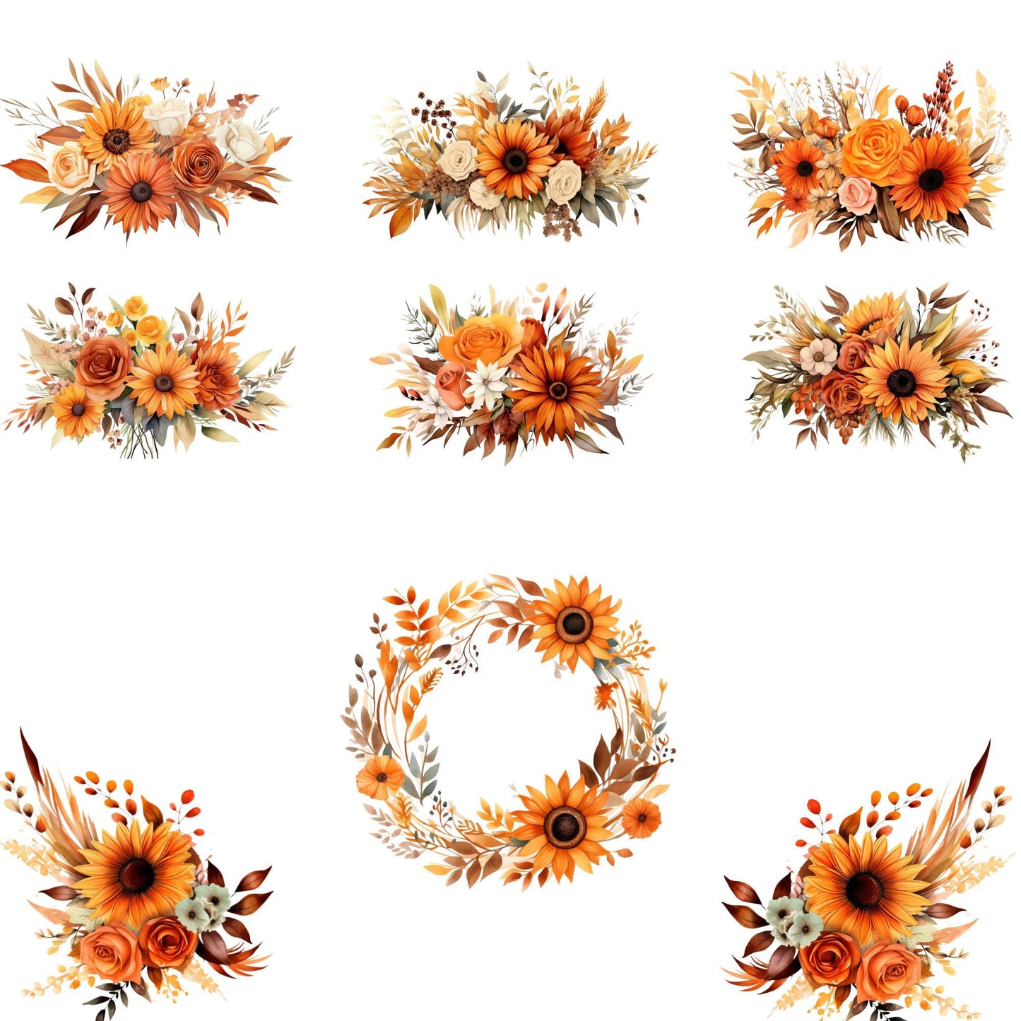 Clipart floral de terracota
