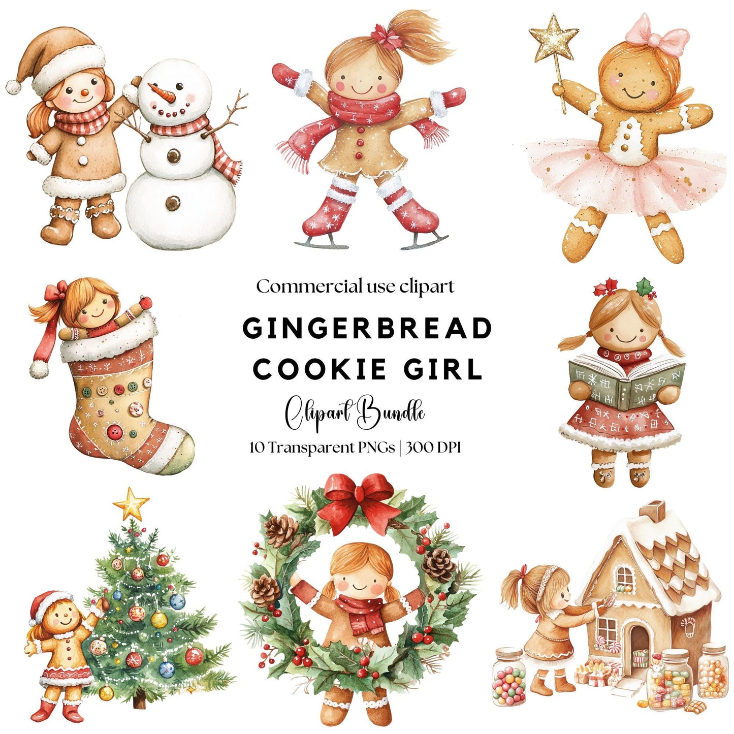 Christmas Gingerbread Cookie Girl Clipart