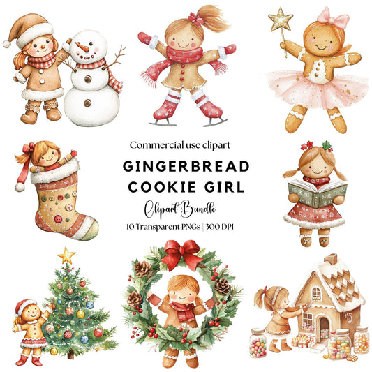 Christmas Gingerbread Cookie Girl Clipart