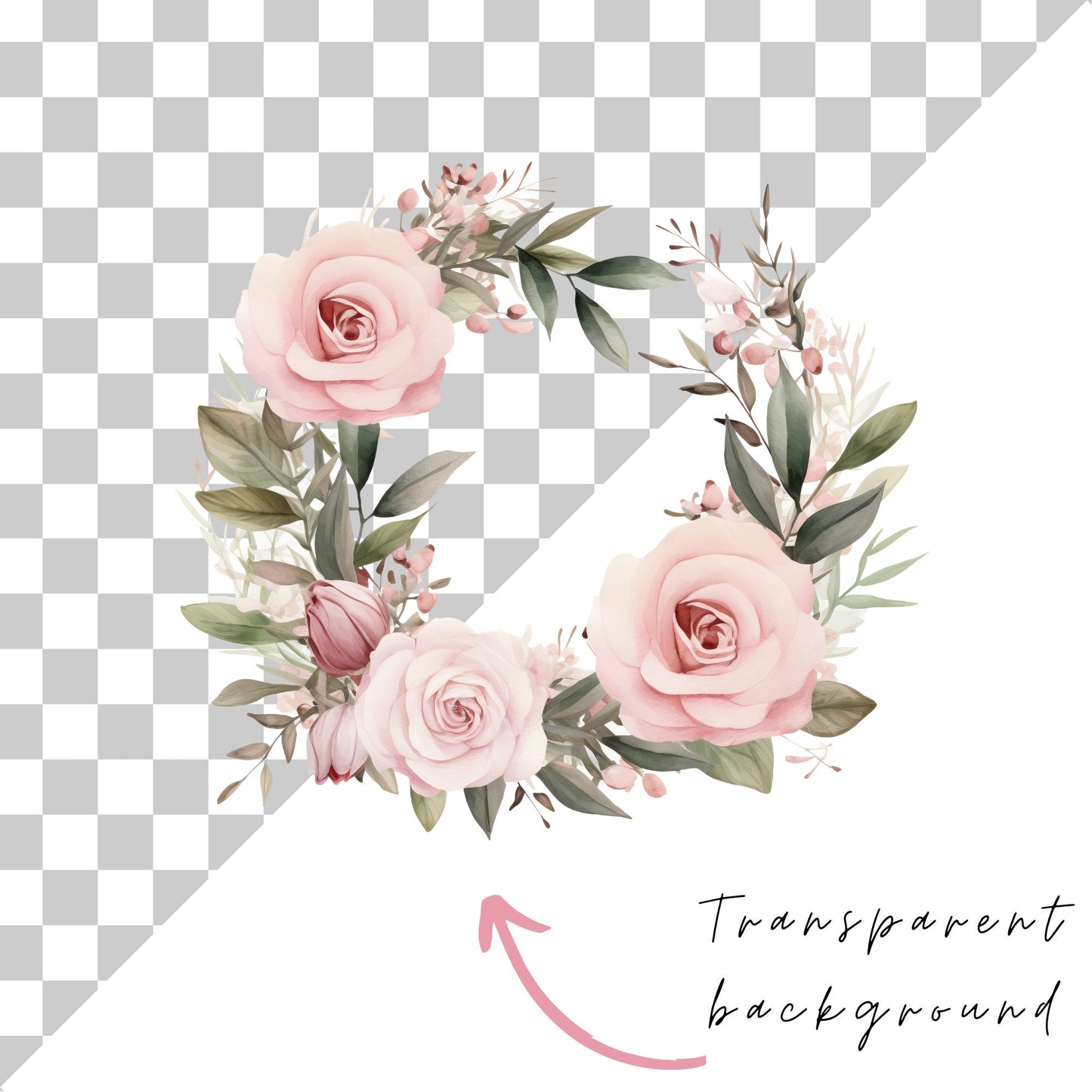 Clipart floral rosa ruborizado