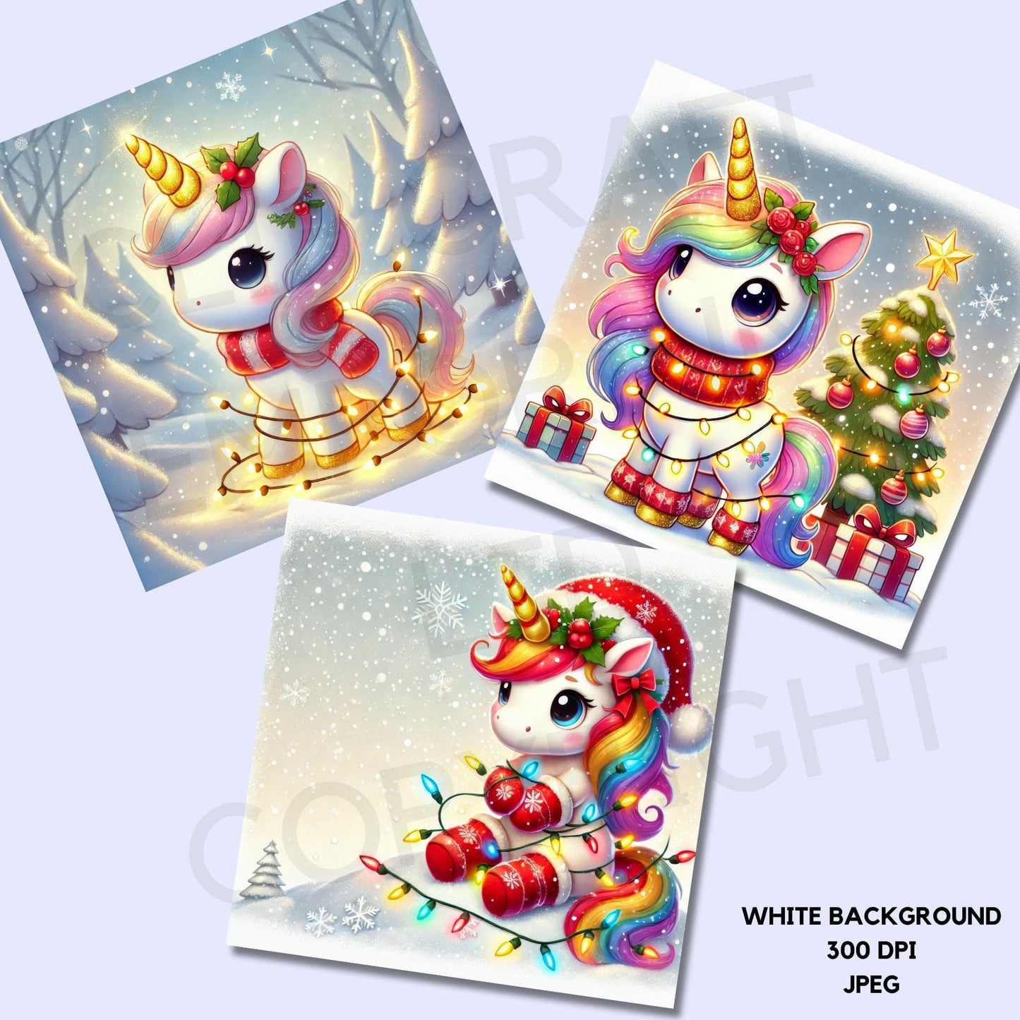 15 Christmas Unicorn Clipart
