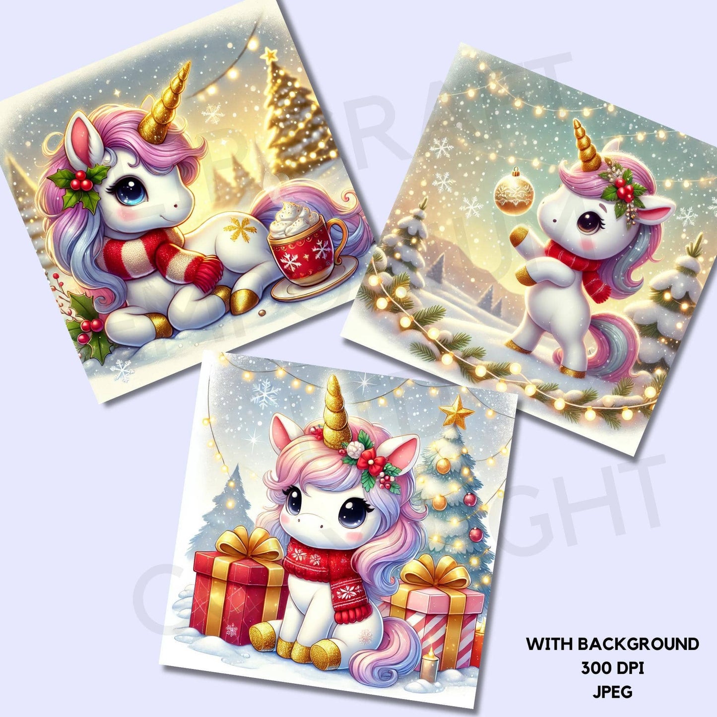 15 Christmas Unicorn Clipart