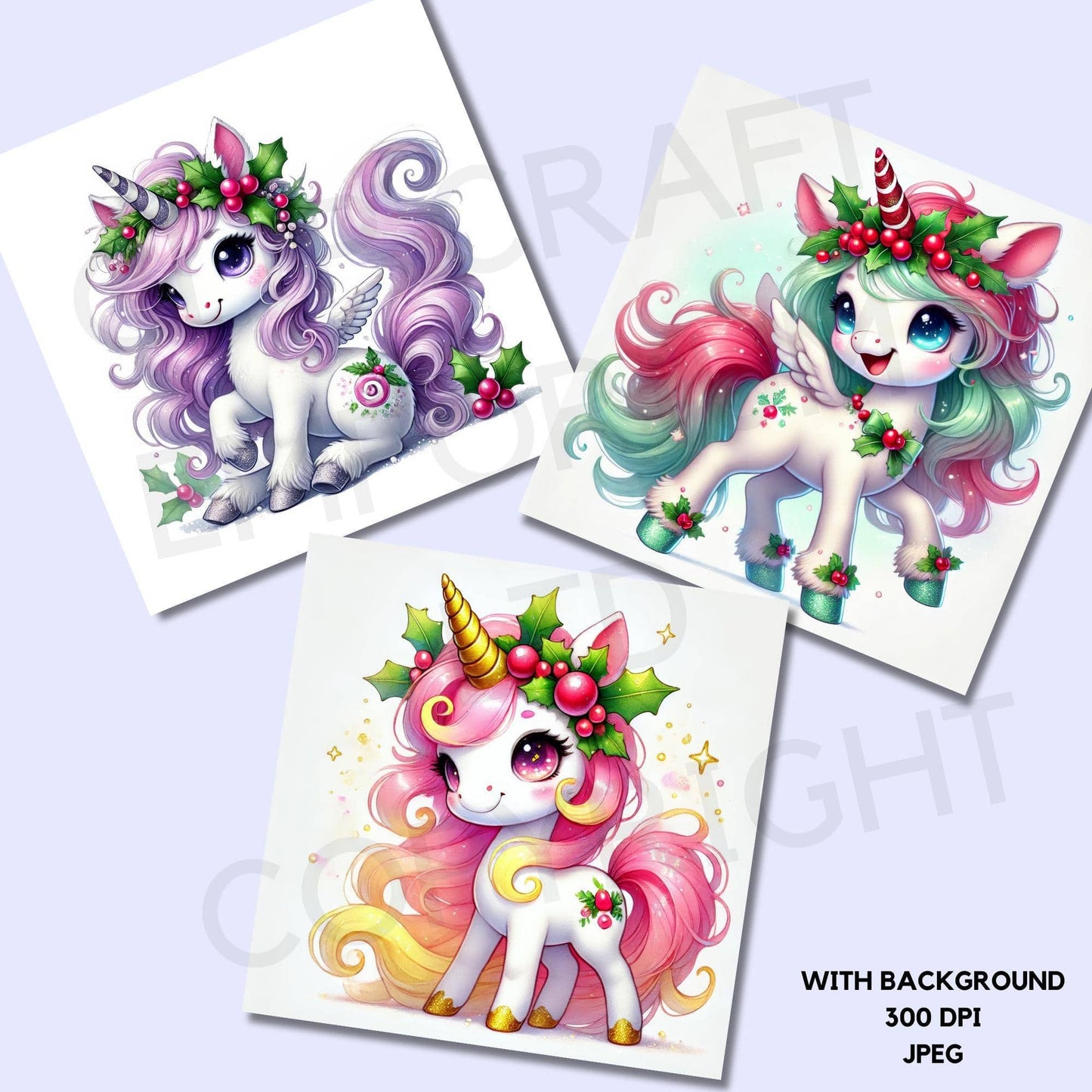 15 Christmas Unicorn Clipart