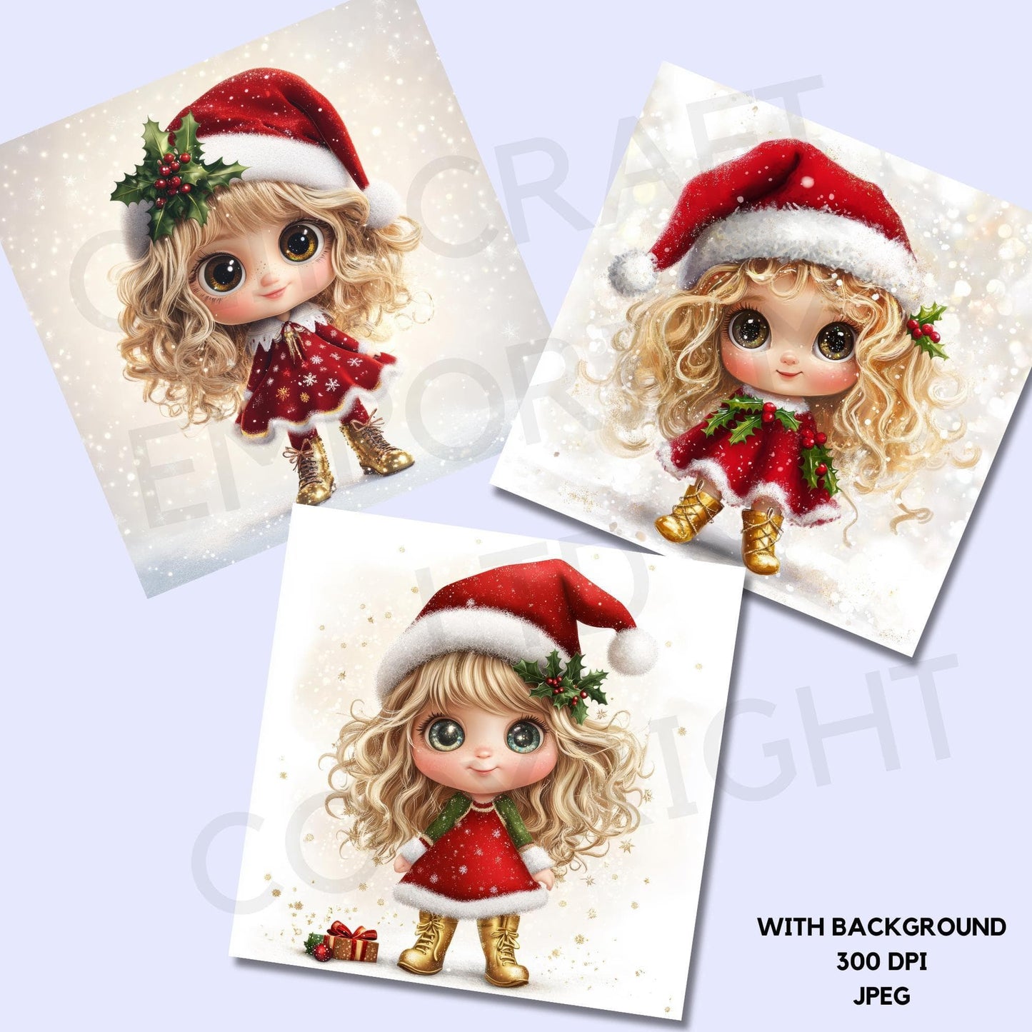15 Quirky Girl Christmas Clipart