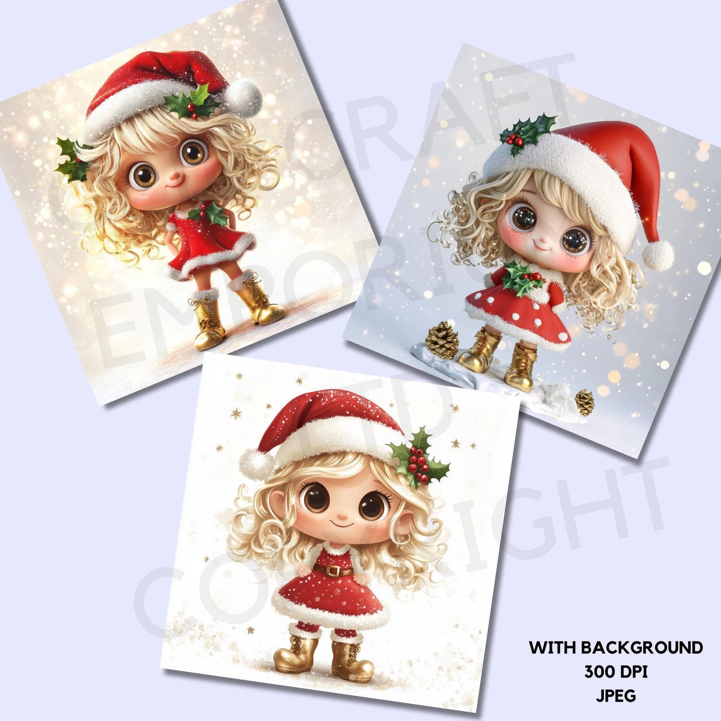 15 Quirky Girl Christmas Clipart