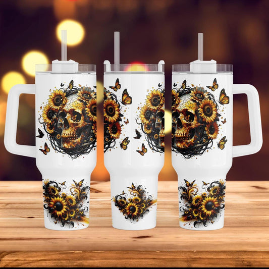 a couple of white coffee mugs sitting on top of a wooden table