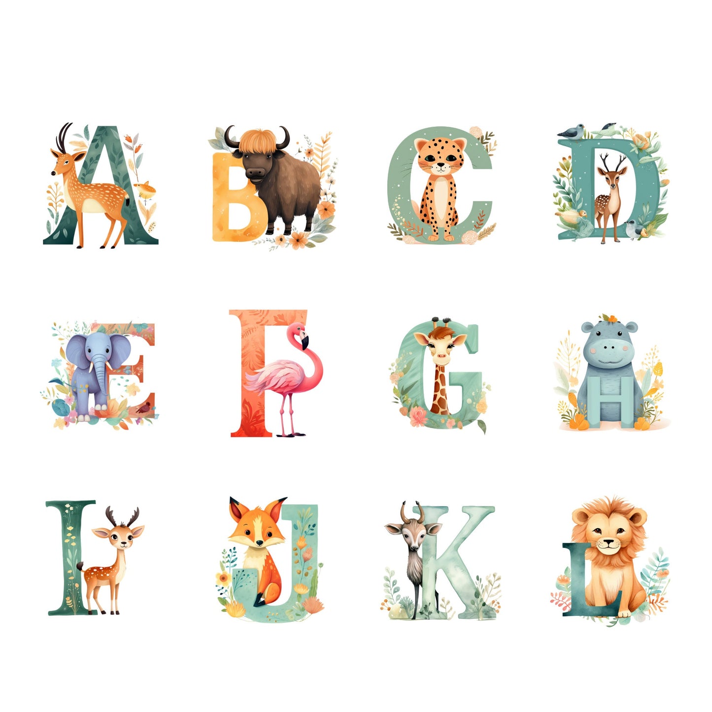 Safari Alphabet Clipart