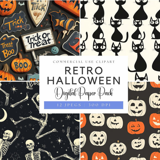 Retro Halloween Digital papers