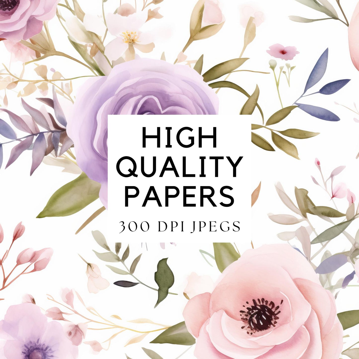 Papeles digitales florales de ensueño en lila suave