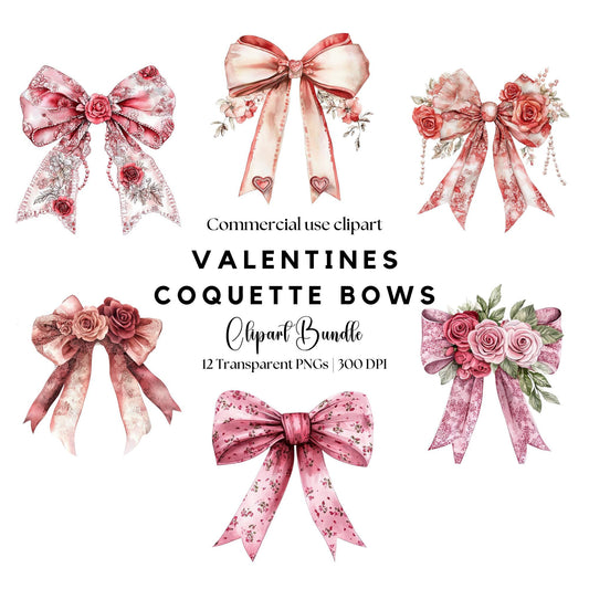 Vintage Coquette Valentines Bow Clipart