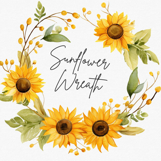 Sunflower Wreath Clipart Single