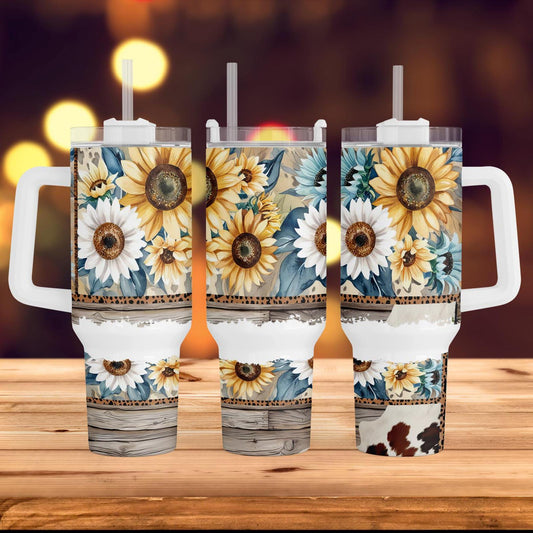 a couple of cups with sunflowers on them