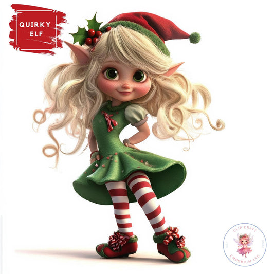 15 Quirky Christmas Elf Girl Clipart